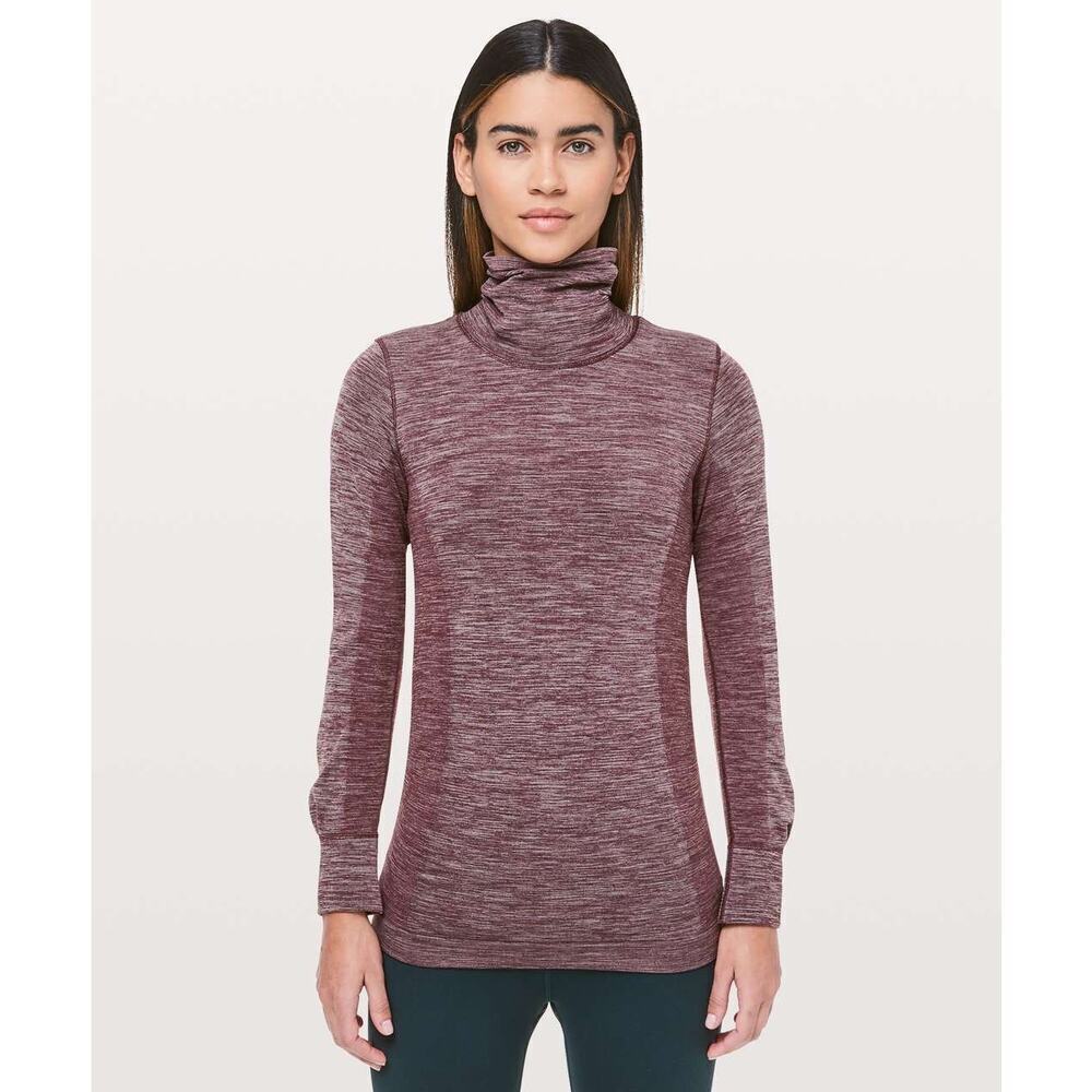 Lululemon Woolly Wonder Turtleneck Dark Adobe / White Size 6 Merino Wool *EUC